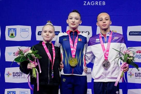 The #Zagreb2026 Junior Vault Champions! 🥇 Aniela Tudor 🥈 Daria Mironova 🥉 Lilou Marliac Congratulations! #Artistic | #Gymnastics