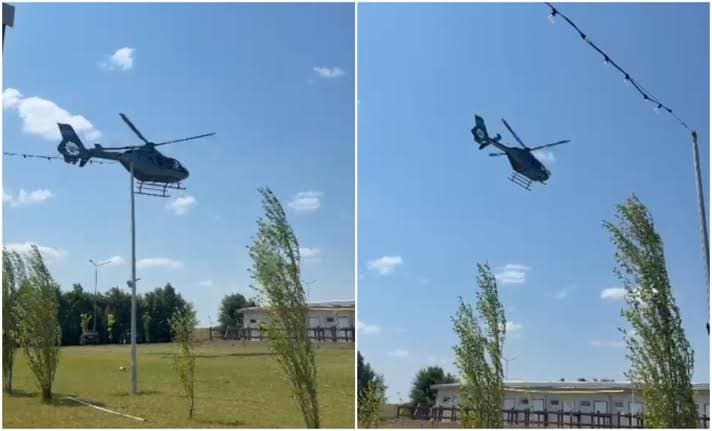 Un elicopter a aterizat fără permisiune într-un centru de ec...