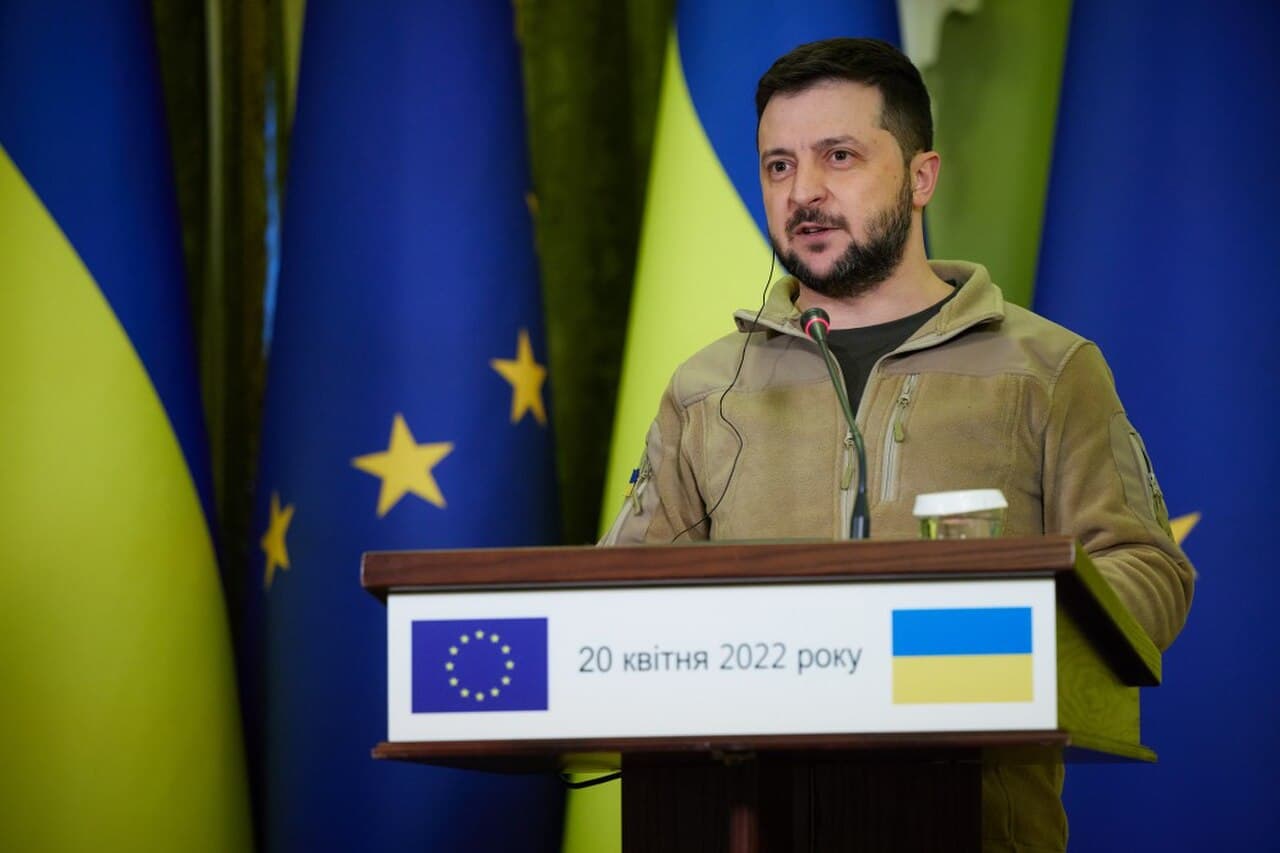 President of Ukraine Volodymyr Zelenskyy in Kyiv during the Russo-Ukrainian War.jpg